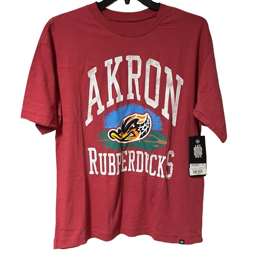 NWT Akron RubberDucks MiLB T-Shirt 47 Brand Montauk Red Foundation Tee Size M